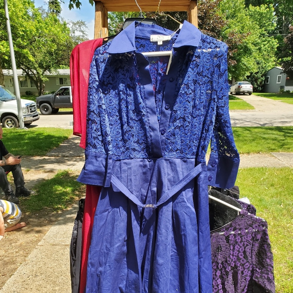 Lace n linen dress